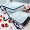 Cheaper metal food display buffet stand multi tier ceramic plate optional buffet risers food display stands for party
