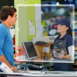 Checkout Counter Hanging retail sneeze guard Acrylic restaurant sneeze guard