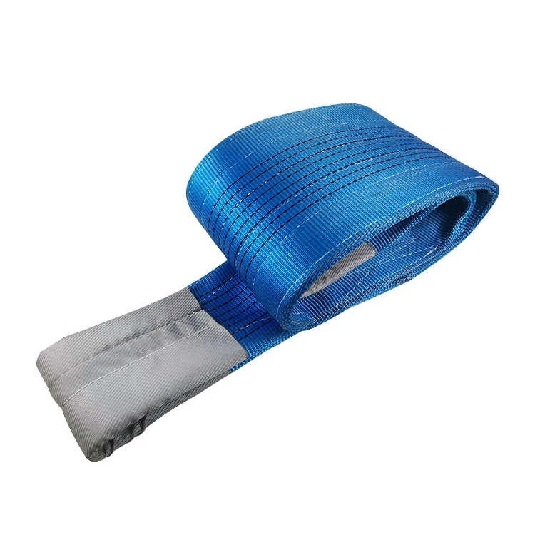 China Factory cost 2Ply polyester  Slings webbing Eye & Eye flat lifting webbing with 7:1 blue color 8T