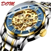China factory oem japan movement stainless steel gold skeleton chronograph automatic mechanical wrist watch