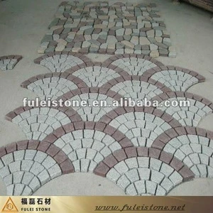 China Granite mesh pavers( fan-shaped paver stone on net)