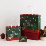 Christmas Durable Kraft Shopping Packaging Paper Bags with Handles Christmas Party Favor