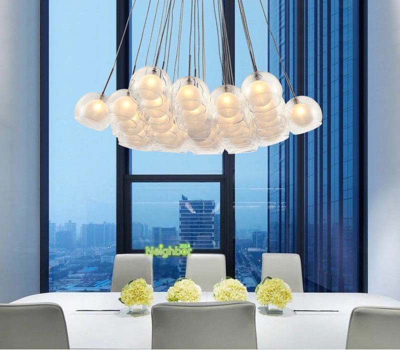 Clear Glass Bubble Ball LED Pendant Light Hanging Suspension Ceiling Lamp study room simple Parlor Study Home Decor Lighting