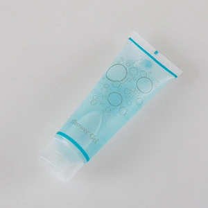 Clear packaging empty plastic shower gel tube with screw cap