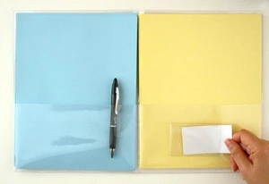 Clear Plastic SMART Folders w/ Business Card Holder - Letter Size - 9 1/2&quot; x 11 3/4&quot; - PVC Pocket Folders - R935N