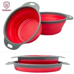 Collapsible Colander Kitchen Strainer Set 2-Pack Food-Grade Premium Silicone Folding Colander Collapsible strainer