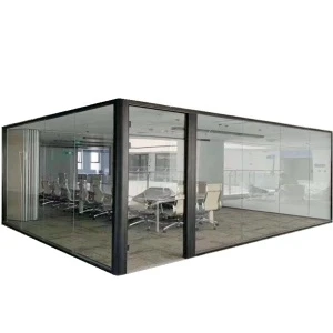 Commercial double glass Japan aluminum office partition with louver  wall partition