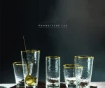 Creative Hammer grain glass with gold rim Household household articles thermostable glass water cup fruit juice drink cup