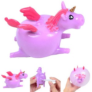 Creative Unicorn Decompress Kids Inflation Toys TPR Soft Prank Promotional Toy