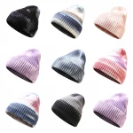 Custom Beenie Knit Double Pom Pom 100% Cashmere Wool Skully Hat Womens Tie Dye Winter Hats Embroidery Beanie