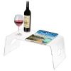 Custom Breakfast in Bed Lap Desk Acrylic Serving Bed Tray Tables with Handle