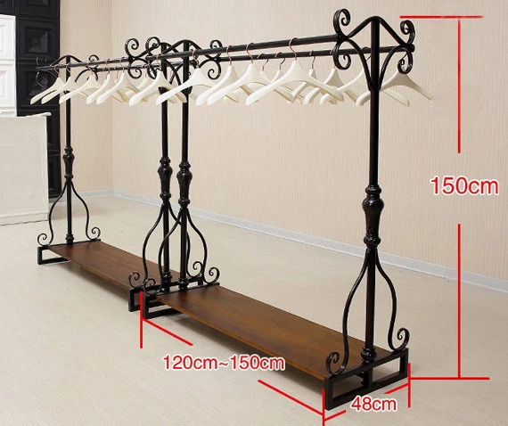 Custom floor standing wooden clothing store display stand / shop furniture garment display stand