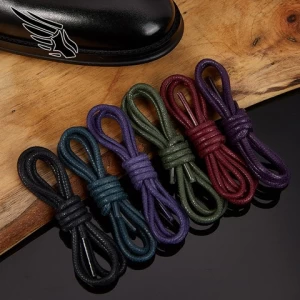 Custom Hot Selling Round Waxed Shoelaces Cotton Shoelaces Wholesale Leather Martin Shoe Laces