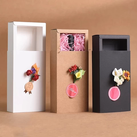 Custom kraft sliding eyelash packaging jewelry gift paper card soap tray and sleeve box