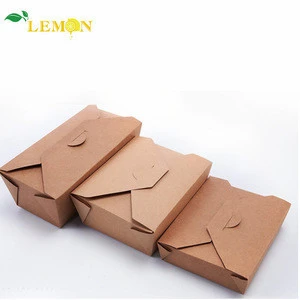 Custom Logo Food Grade Craft Paper Lunch Box Take Away Fast Food Packaging Box For Lunch
