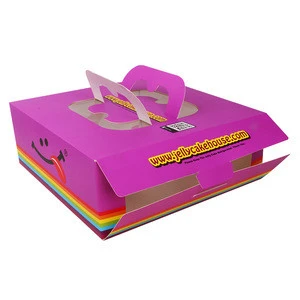 Custom logo hard cake box packaging, white thick birthday cake paper box