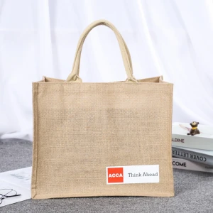 Custom logo printing tote bag jute shopping  bag