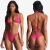 Import custom logo women halter lace-up triangle   solid pattern breast pad bathing suits beachwear swimsuit bikini set from China