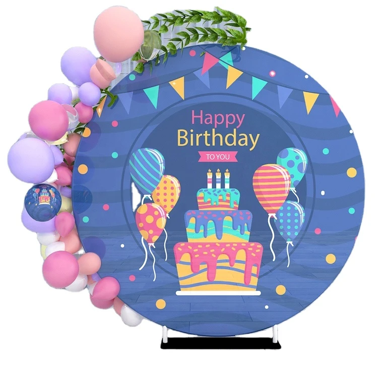 Custom Tension Fabric Display Birthday Party Frame Cover Round Backdrop Stand