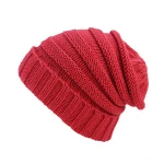 Custom your own Logo winter ski slouchy cable knit ribbed messy bun hat ponytail beanie