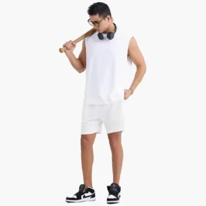 Customizable 240 grams pure cotton sleeveless sports commuter vest for men in summer loose and versatile T-shirt waistcoat