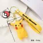 Customized 3D PVC kawaii Cute Cartoon Poke moon Keyring  Rubber Wrist Band Backpack Pendant Keychain Ring Pika chu Character