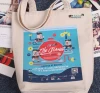 Customized design service A4 magazine size 10 oz organic nature cream white color fiji travel cotton calico bag with logo print