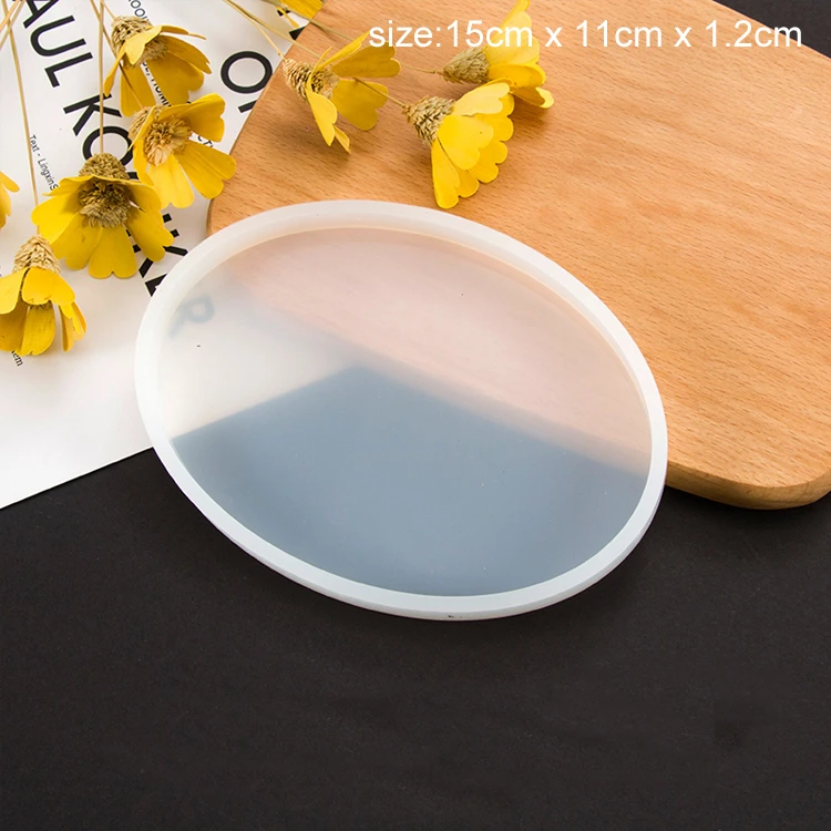 D111 15cm 19cm Large oval Silicone Resin mold coaster, oval cup pad mold tray silicone mould