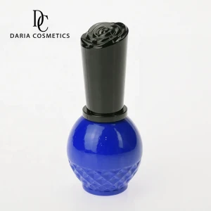 Daria Cosmetics 15ml custom OEM UV protection round ball shape empty glass gel nail polish bottles with black flower shape lids