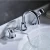 Import Deck Mounted dual handle pull out bathroom basin faucet, 3 hole bathtub faucet with shower from China