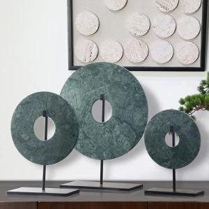 Desktop round circle marble home decoration accessories luxury pieces
