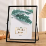 Desktop square different sizes Handmade photo frame transparent glass metal photo frame