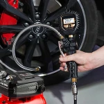 Digital Tire Pressure Air Inflator with 2 in 1 metal long handle and Large LCD display with clear reading gauge