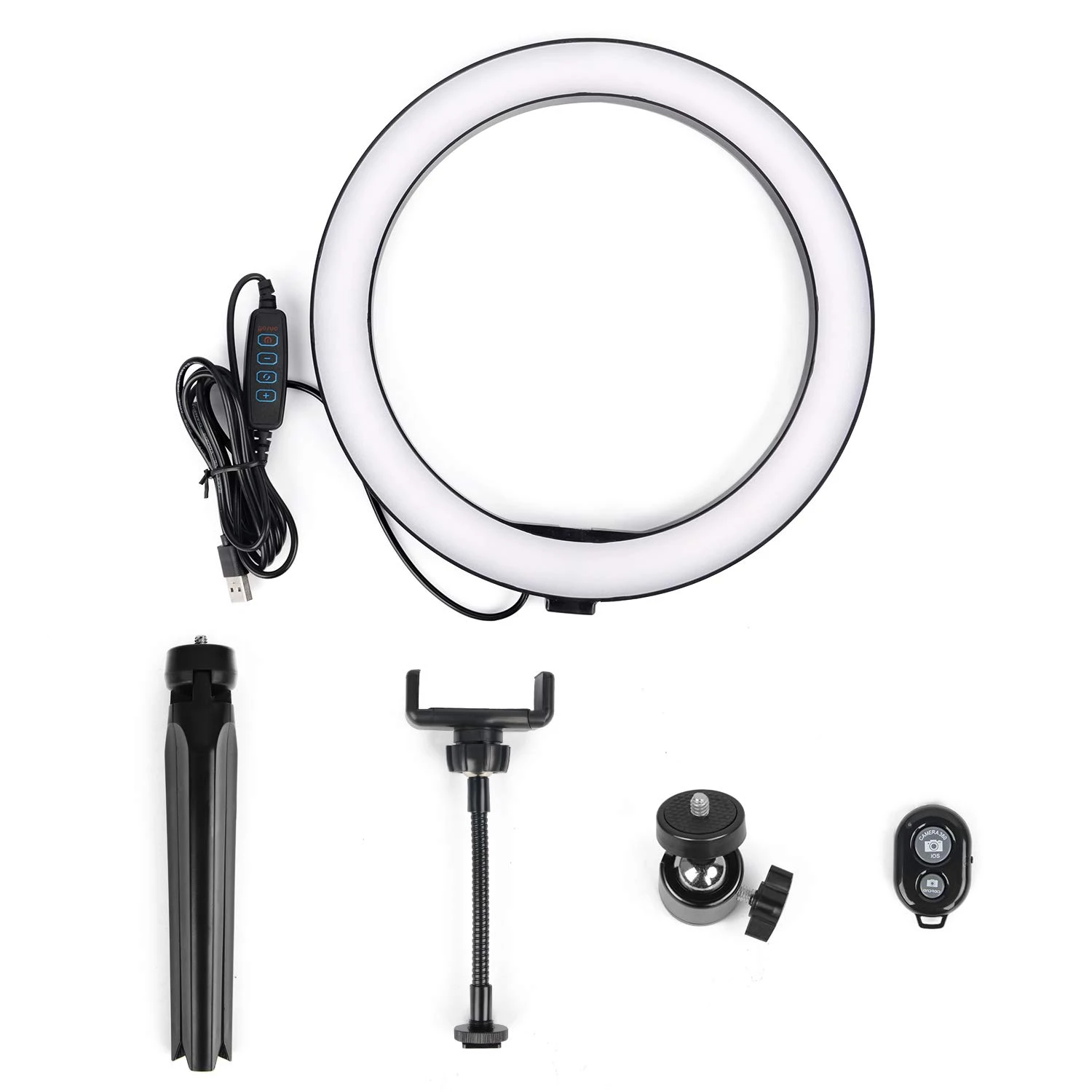 Dimmable 26CM LED Selfie Ring Light  with Remote Shutter &Desktop stand Phone Holder
