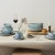 Import DN27 Hot Sale Wholesale Blue Color Ceramic Dinnerware with Cup Bowl Plate from China
