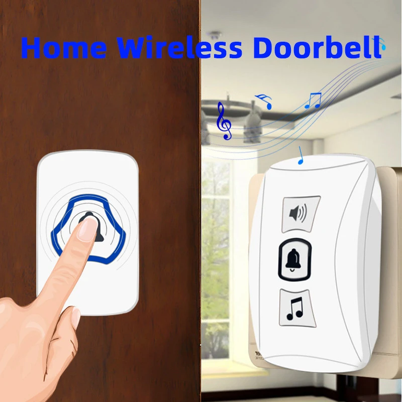 Door Bell Chime Kit 1 Receiver And 1 Push Button Hotel Wifi Deurbel Wireless Smart Ring Doorbell 32 Chimes Sonnette Sans Fil