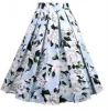 Dressever Womens Vintage A-line Printed Pleated Flared Midi Skirts
