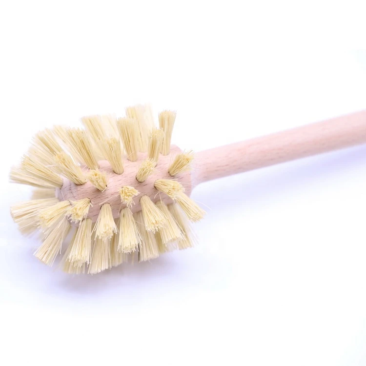 Durable  Wooden Bamboo Sisal Long Handle Toilet And Bottle Cleaning Brush
