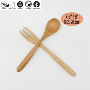 Eco-Friendly Beech Wooden Salad Spoon Fork Set with Custom Logo