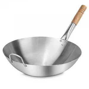 Eco-friendly Chinese Wok Pan Stainless Steel Wok Cooking Wok Fry Pan With Handles For Kitchen