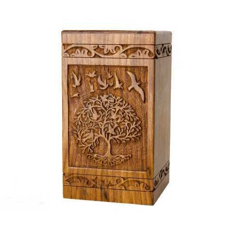 Engraved Pigeon Antique Memorial Cheap  Wooden Casket Box for Adults Human Funeral  Ashes Cremation urns American/European Style