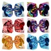 Europe and the United States popular super 8 inches of children sequinedhair band bows colorful PU leather fish scale headwear