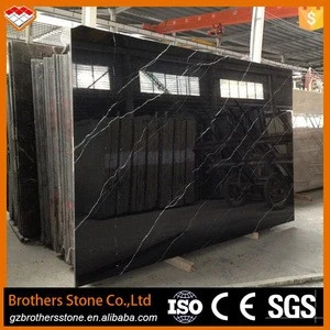 Factory directly sale customized China black slab marble with white vein