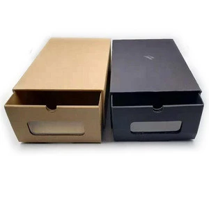 Factory Price Custom Printed Logo Brown Black Kraft Cardboard Paper Shoe Box With Window