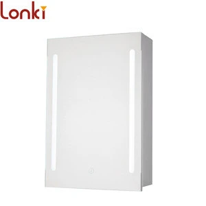 Factory price small bathroom make up cabinet mirrored LED stainless steel cabinet with touch sensor switch CE SAA UL
