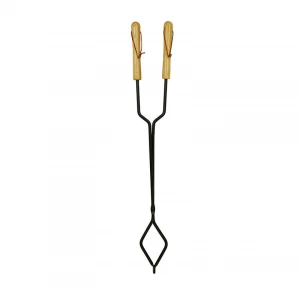 Factory Supplier Metal Black Wooden Handle Ash Shovel for Fireplaces Wholesale Tongs
