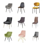 Factory Wholesale Dinning Room Furniture high quality chair Stainless steel leg Modern design Dark Gray Fabric dining chair