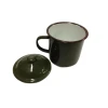 [Factory Wholesale] Enamel Medium Cup Lid Mouth White Outside Green New Products on the Market