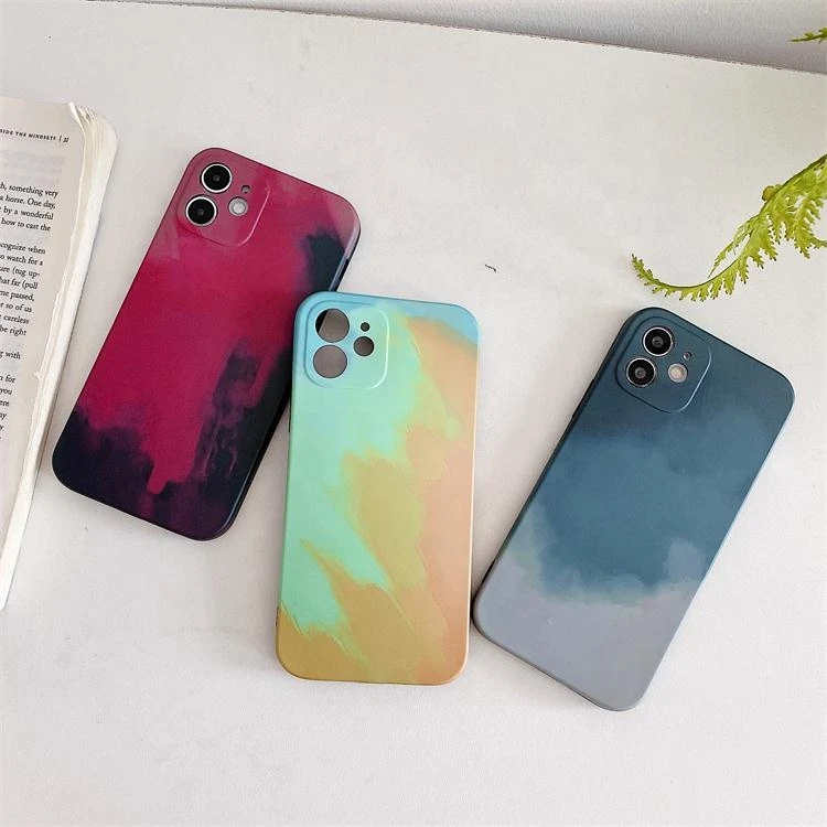 Fashion Watercolor Soft TPU IMD Printing Mobile Phone Case Back Cover for iPhone 12 11