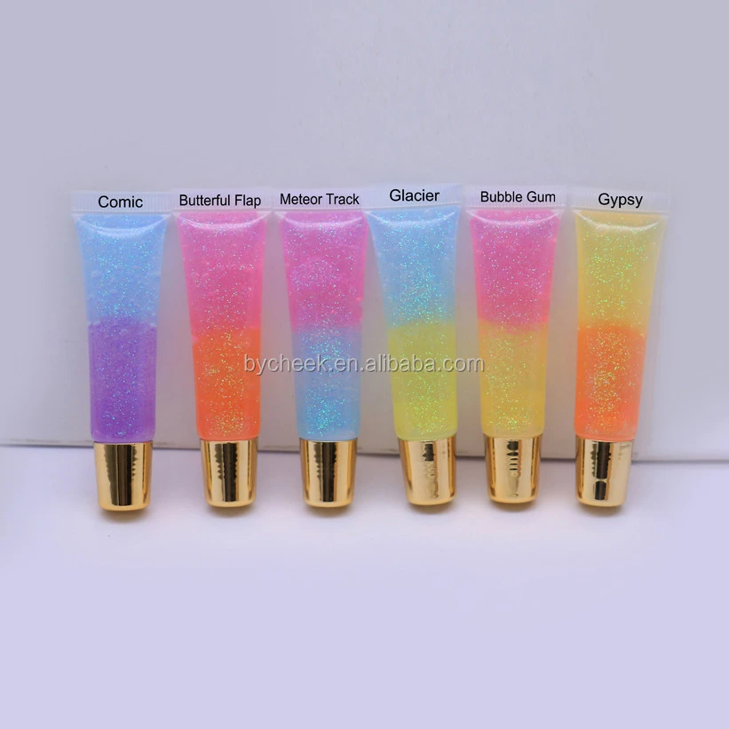 Flavored Color Lip Gloss Vendor Wholesale Kids Shiny  Makeup Glossy Liquid  12ml  Fruit Rainbow lipgloss Custom Logo Cruelty